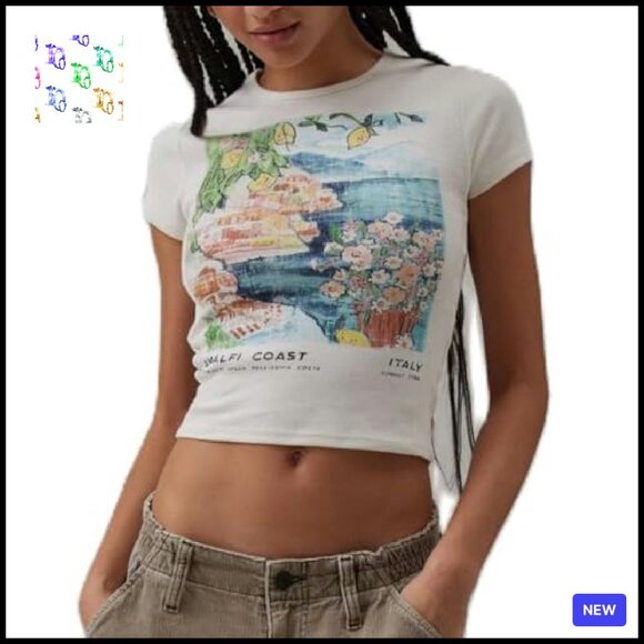 Y2K Vintage Fruit Graphic Crop Top Short Sleeve Tee Fairy Grunge Aesthetic - Picture 2 of 7